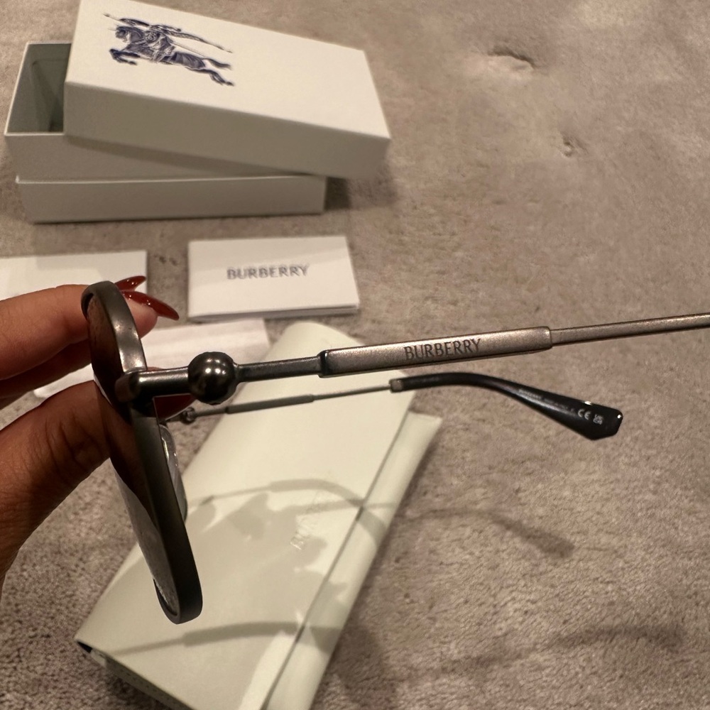 Burberry Gray Frame Sunglasses with Dark Gray Lenses - Picture 5 of 6